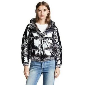 Alice + Olivia Gunmetal Puffer Jacket Med